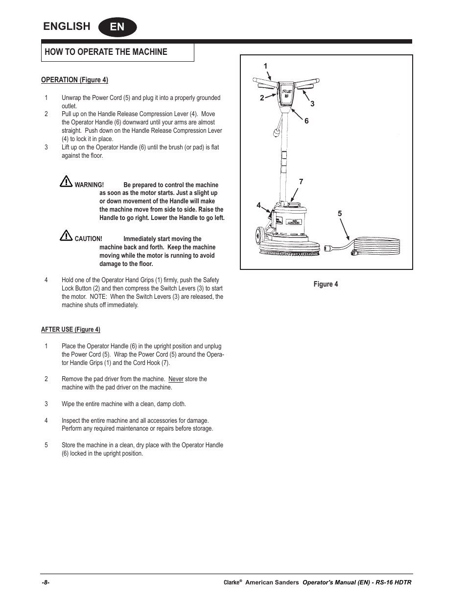 En english, How to operate the machine | American Sanders RS-16DC Rotary Sander User Manual | Page 8 / 32