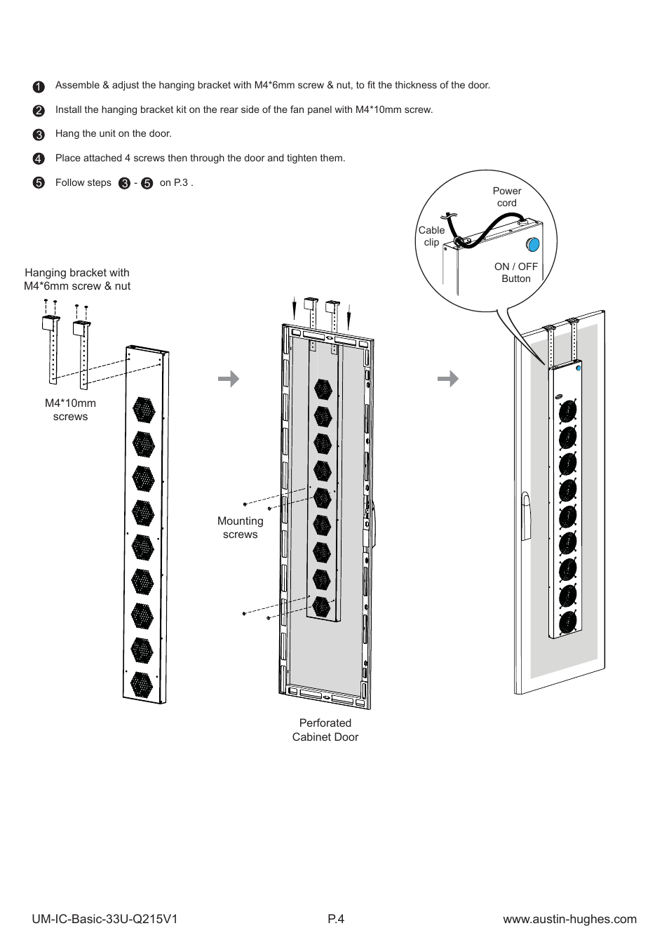 Hanging bracket installation | Austin Hughes F-33.9 User Manual | Page 6 / 8