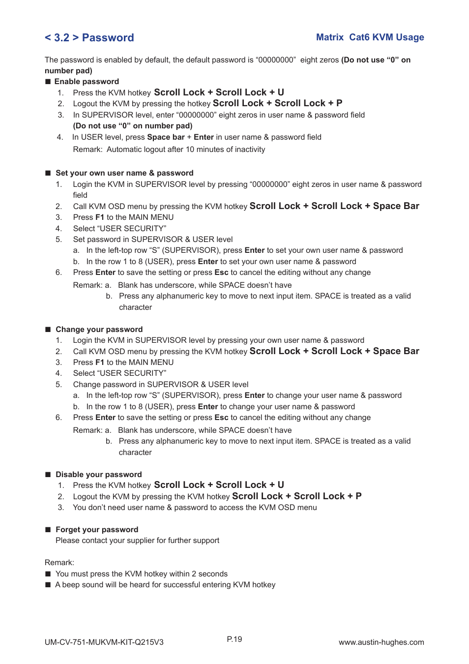 2 > password | Austin Hughes MU1604 User Manual | Page 23 / 28