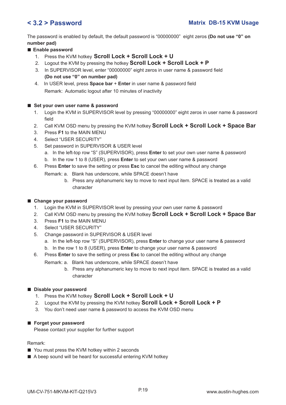 2 > password | Austin Hughes M1604 User Manual | Page 23 / 28