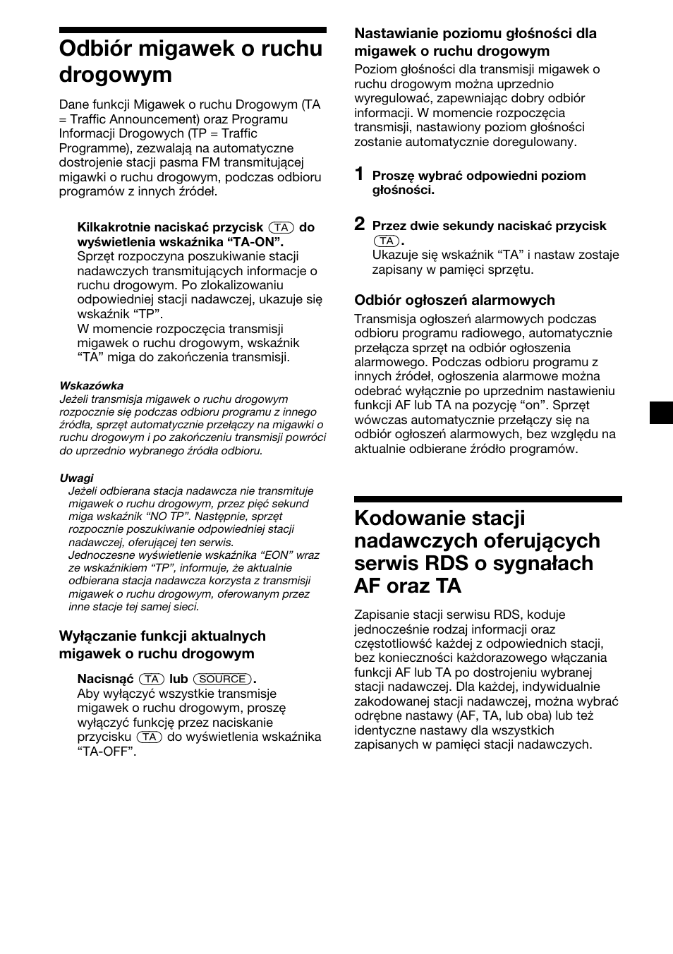 13 odbiór migawek o ruchu drogowym | Sony XR-C2300R User Manual | Page 35 / 112