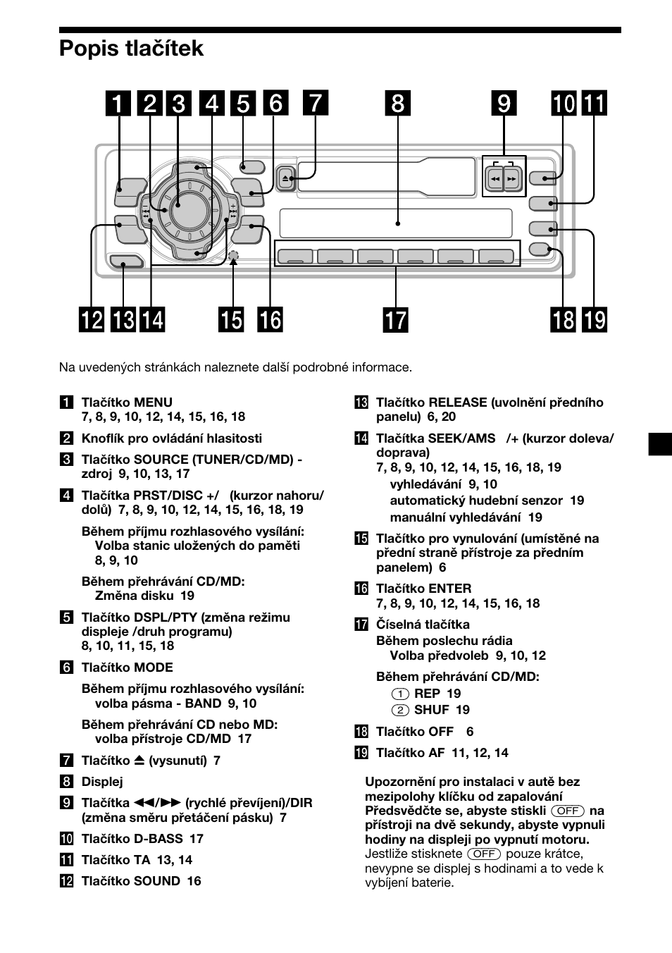5popis tlačítek | Sony XR-C2300R User Manual | Page 49 / 112