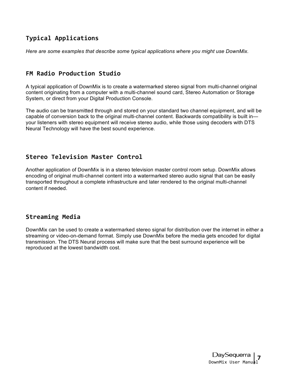 DaySequerra DownMix User Manual | Page 7 / 20