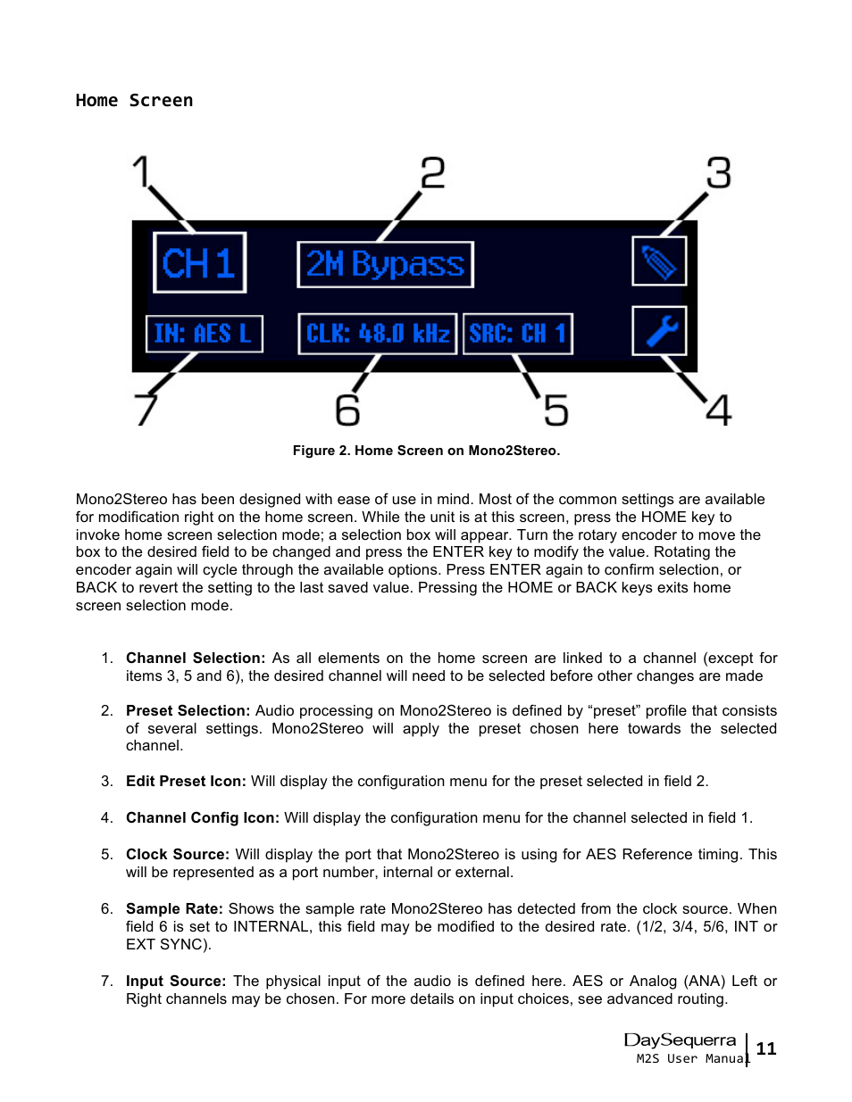 11 home screen | DaySequerra Mono2Stereo User Manual | Page 11 / 20