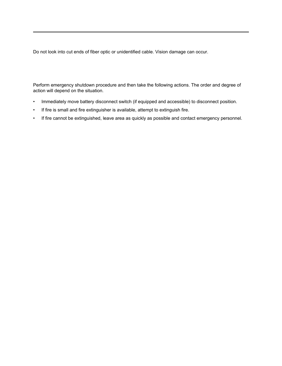 If a fiber optic cable is damaged, If machine catches on fire, Rt30 operator’s manual | Ditch Witch RT30 User Manual | Page 21 / 97