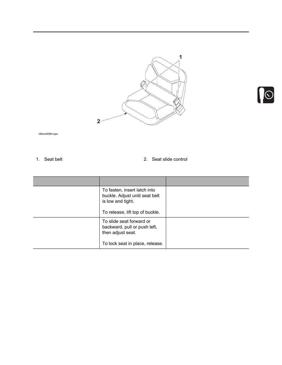 Seat, Rt30 operator’s manual | Ditch Witch RT30 User Manual | Page 32 / 97