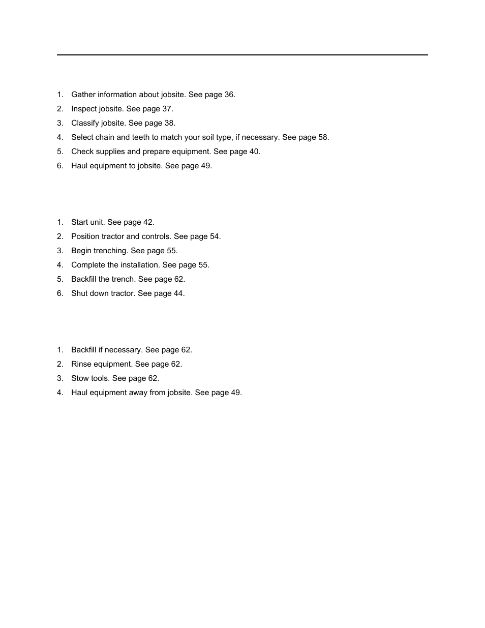 Planning, Trenching, Leaving jobsite | Ditch Witch RT30 User Manual | Page 35 / 97
