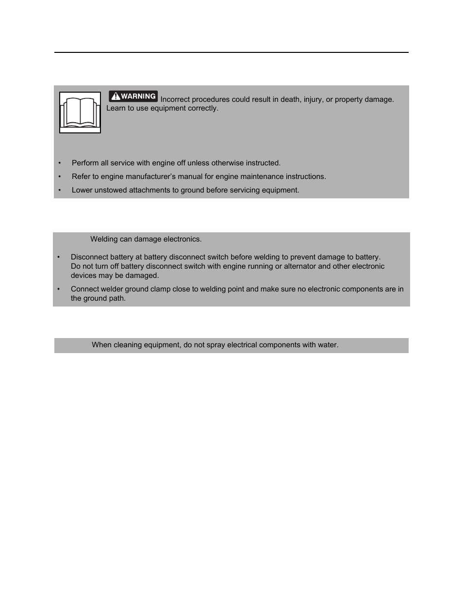 Service precautions, Welding precaution, Cleaning precaution | Rt30 operator’s manual, Welding precaution cleaning precaution | Ditch Witch RT30 User Manual | Page 65 / 97