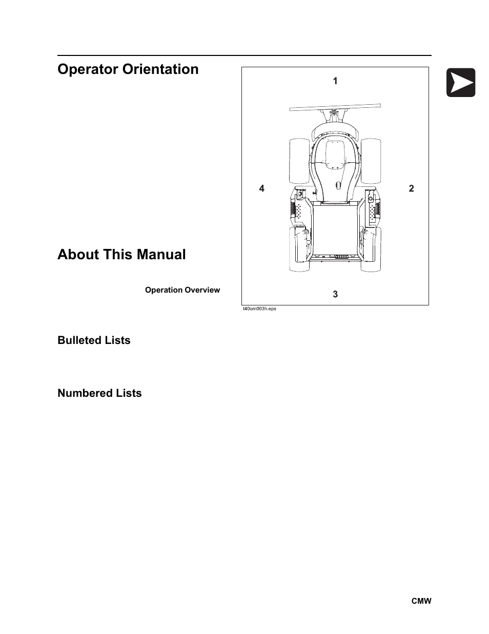 Operator orientation, About this manual, Bulleted lists | Numbered lists, Rt100 powershift operator’s manual | Ditch Witch RT100 User Manual | Page 6 / 161