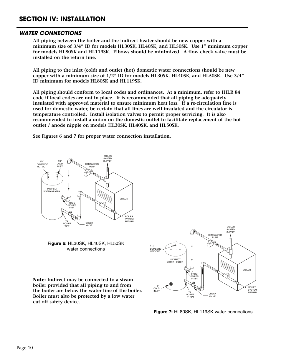 Water connections, Page 10 | Dunkirk Hotline Indirect Water Heater User Manual | Page 10 / 16