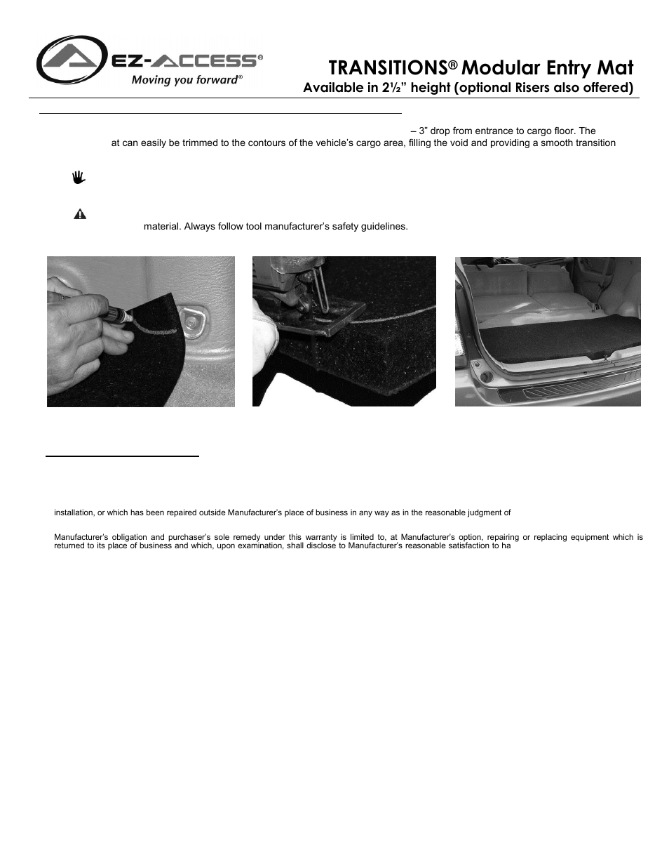 Instructions transitions, Modular entry mat, Fig. 3 fig. 4 fig. 5 | EZ-ACCESS TRANSITION MODULAR ENTRY MAT User Manual | Page 2 / 2