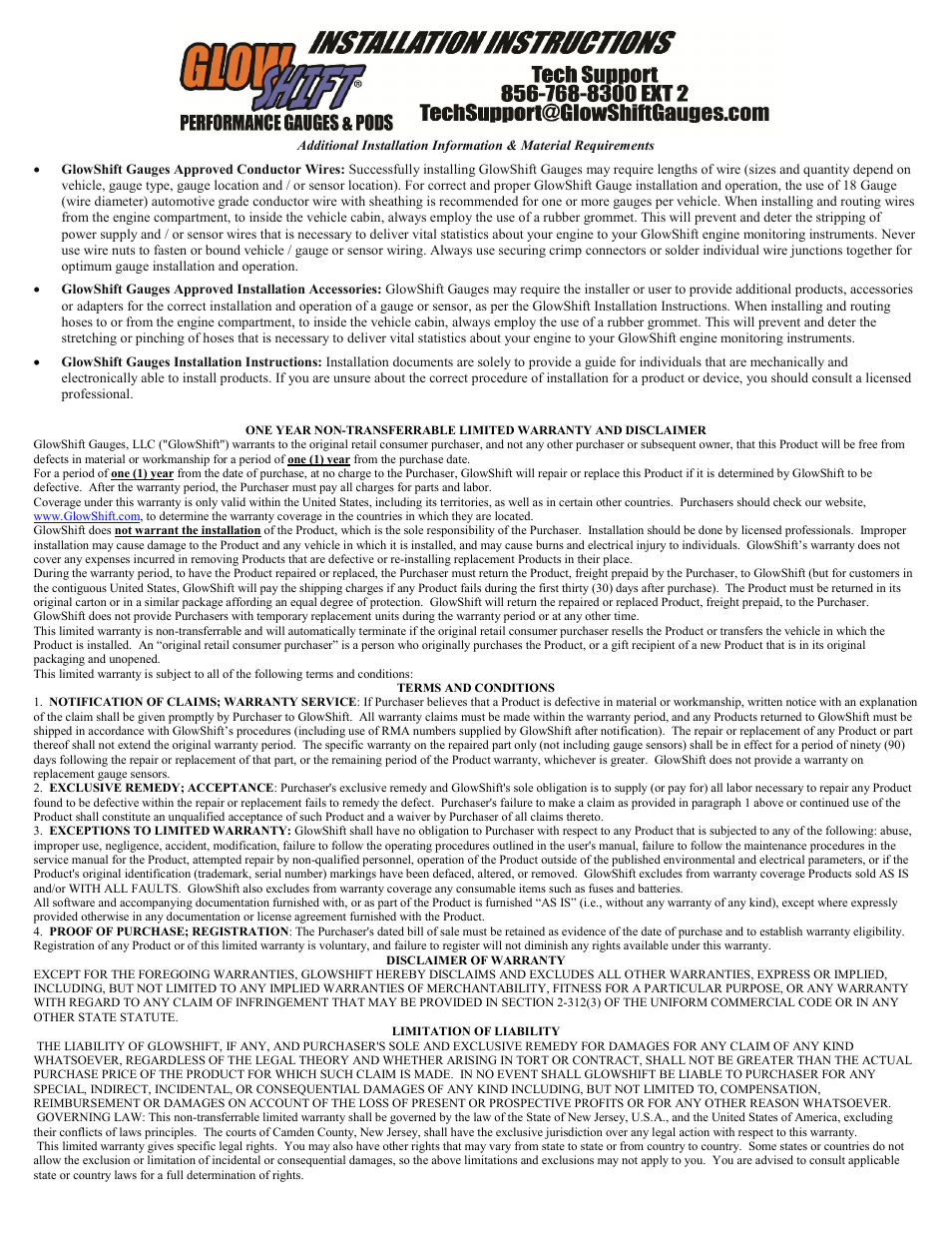 GlowShift 3 3/4 Tachometer Gauge User Manual | Page 2 / 2