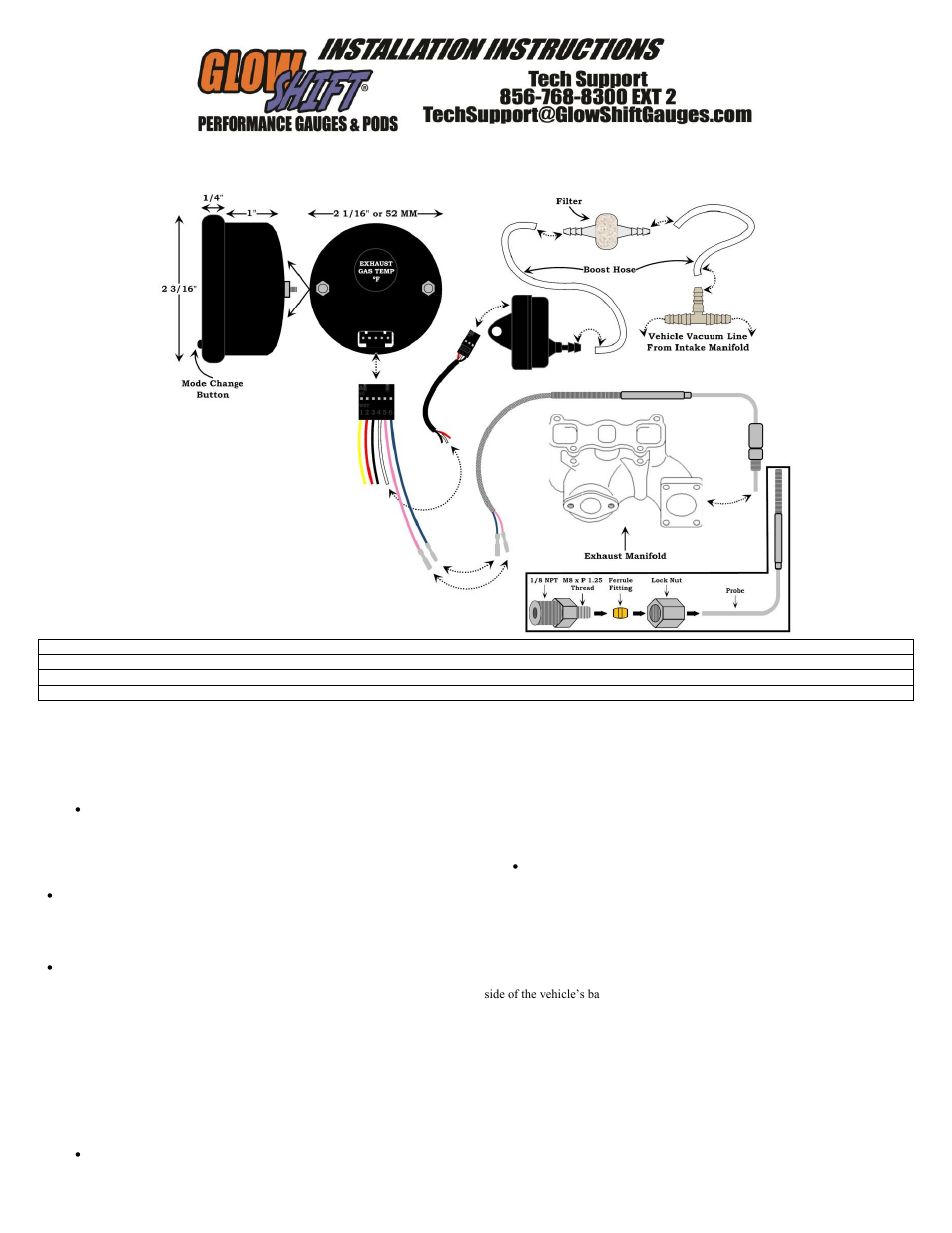 GlowShift Boost & EGT Combo Gauge User Manual | 3 pages