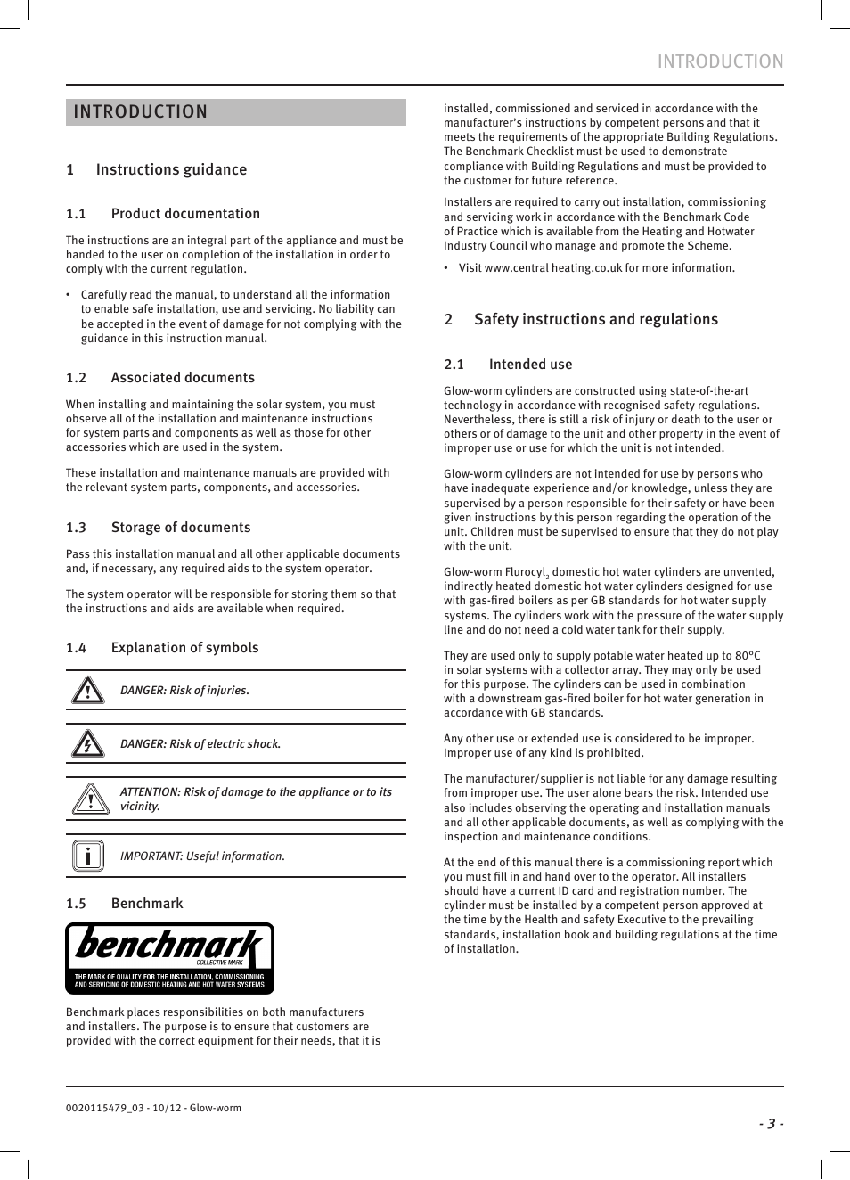Introduction | Glow-worm Clearly Solar Cylinders User Manual | Page 5 / 32