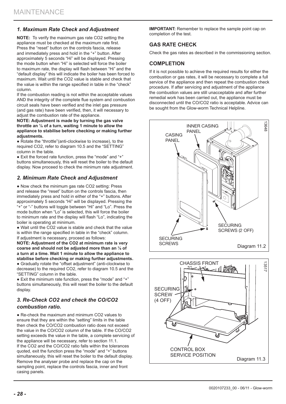 Maintenance | Glow-worm Ultracom hxi User Manual | Page 28 / 48