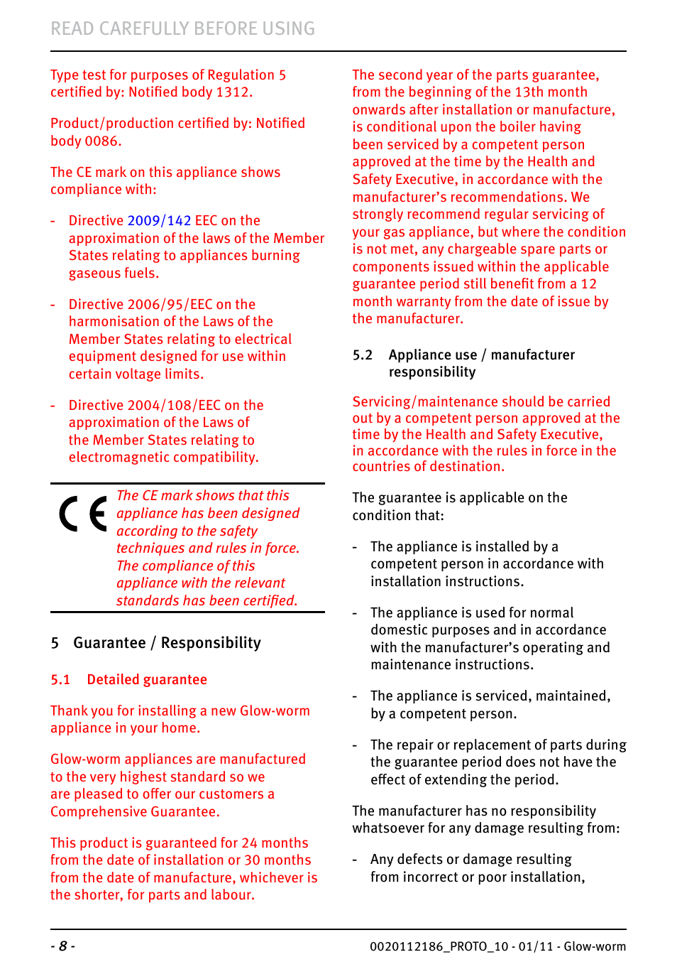 Read carefully before using | Glow-worm Ultracom2 35 Store User Manual | Page 10 / 20