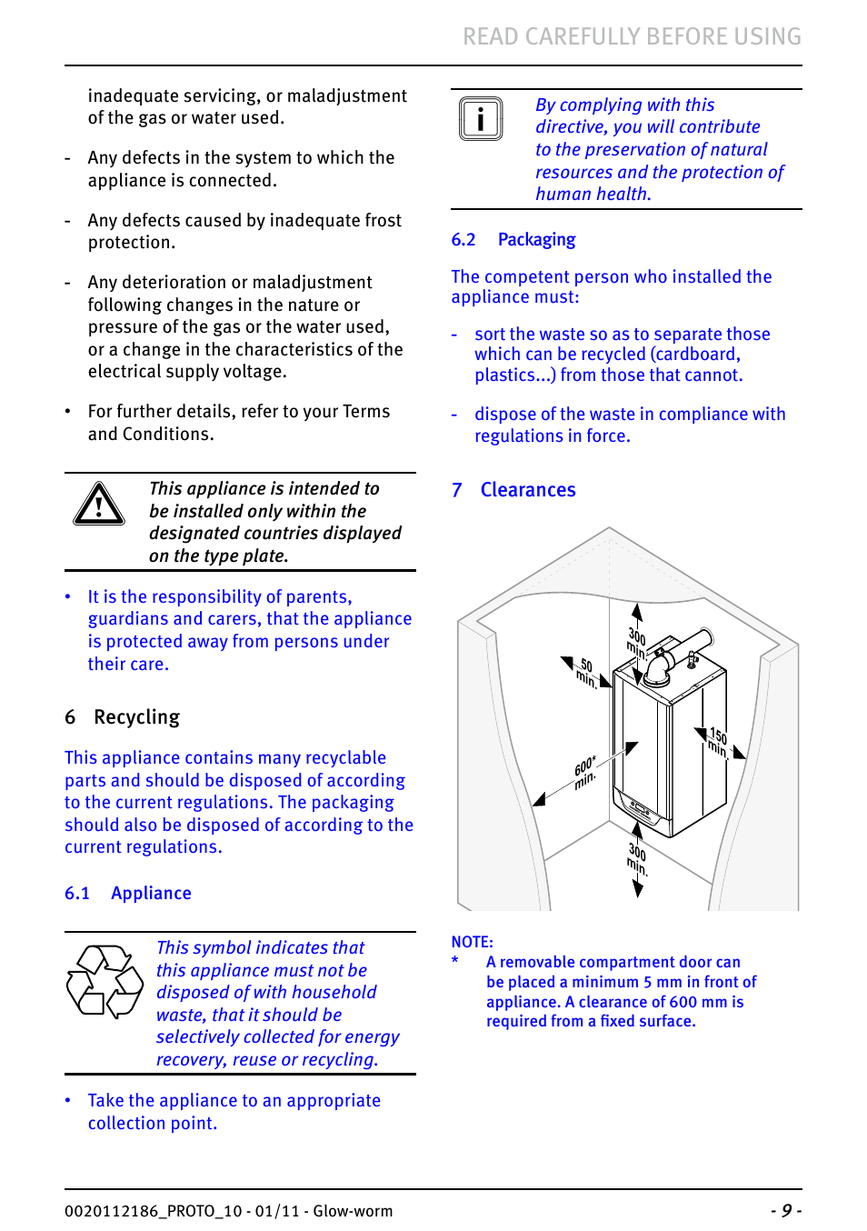 Read carefully before using | Glow-worm Ultracom2 35 Store User Manual | Page 11 / 20