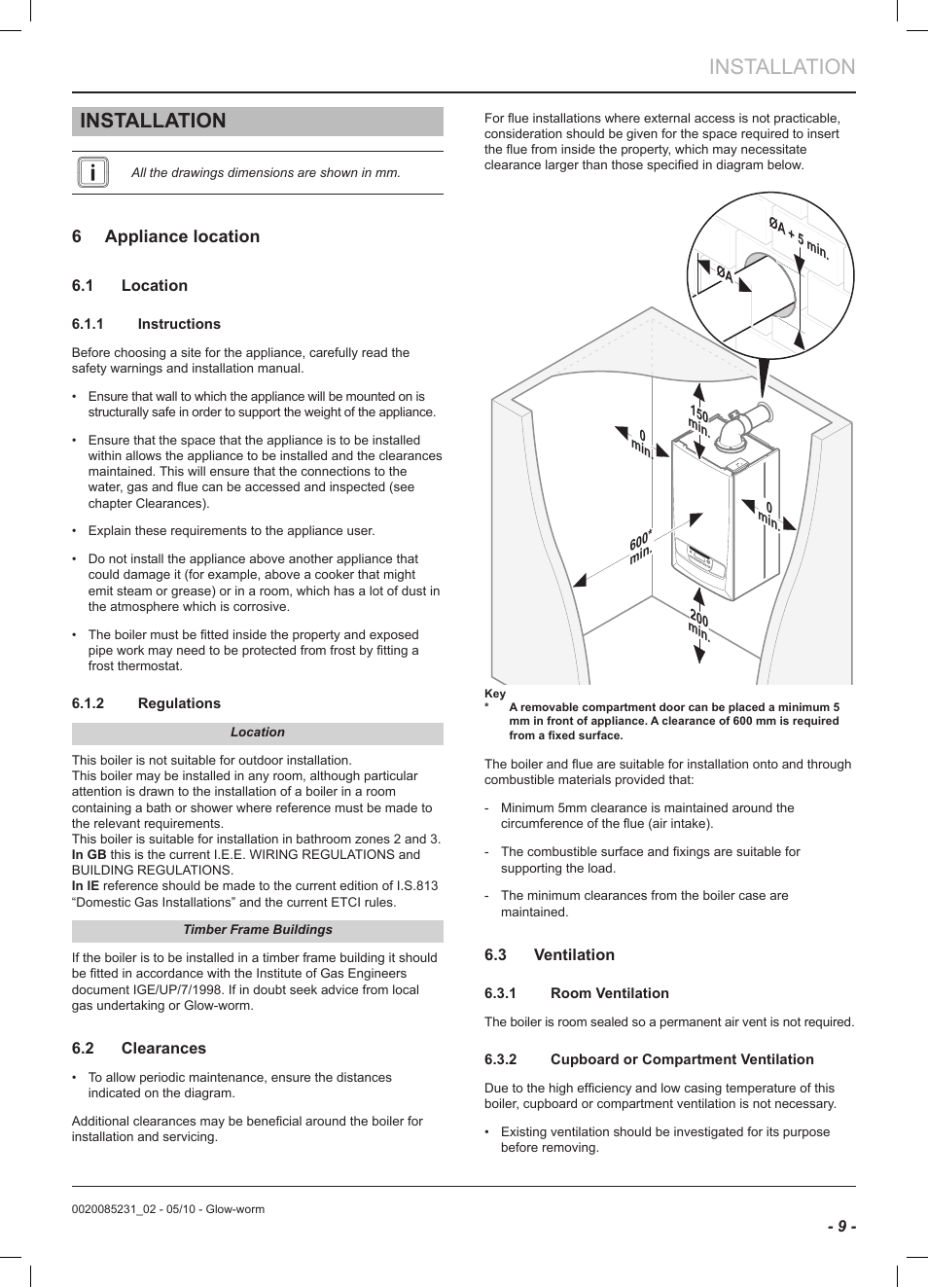 Installation | Glow-worm Ultracom2 cxi User Manual | Page 11 / 64