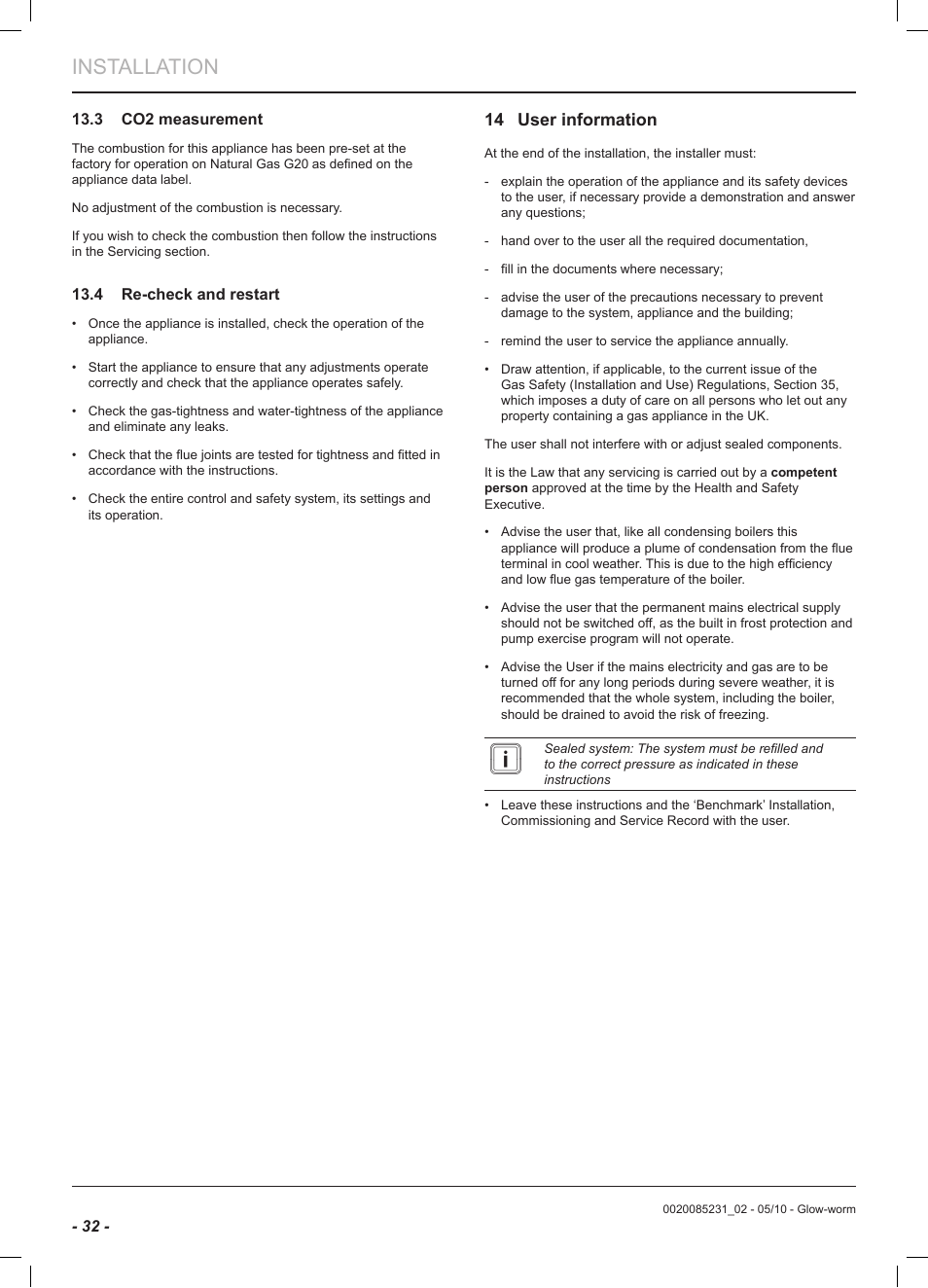 Installation | Glow-worm Ultracom2 cxi User Manual | Page 34 / 64