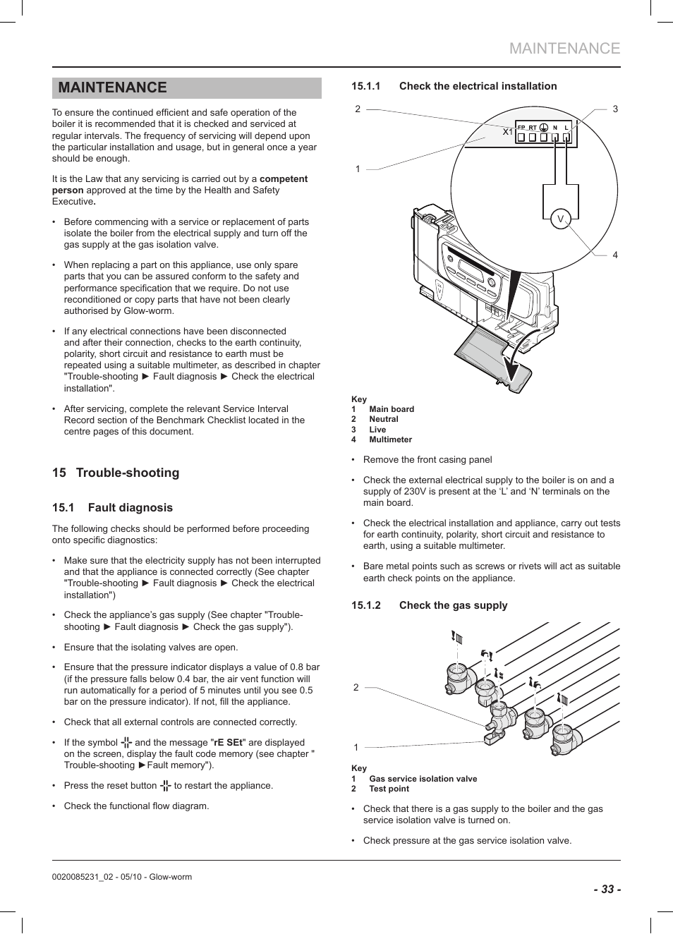 Maintenance, 15 trouble-shooting | Glow-worm Ultracom2 cxi User Manual | Page 35 / 64