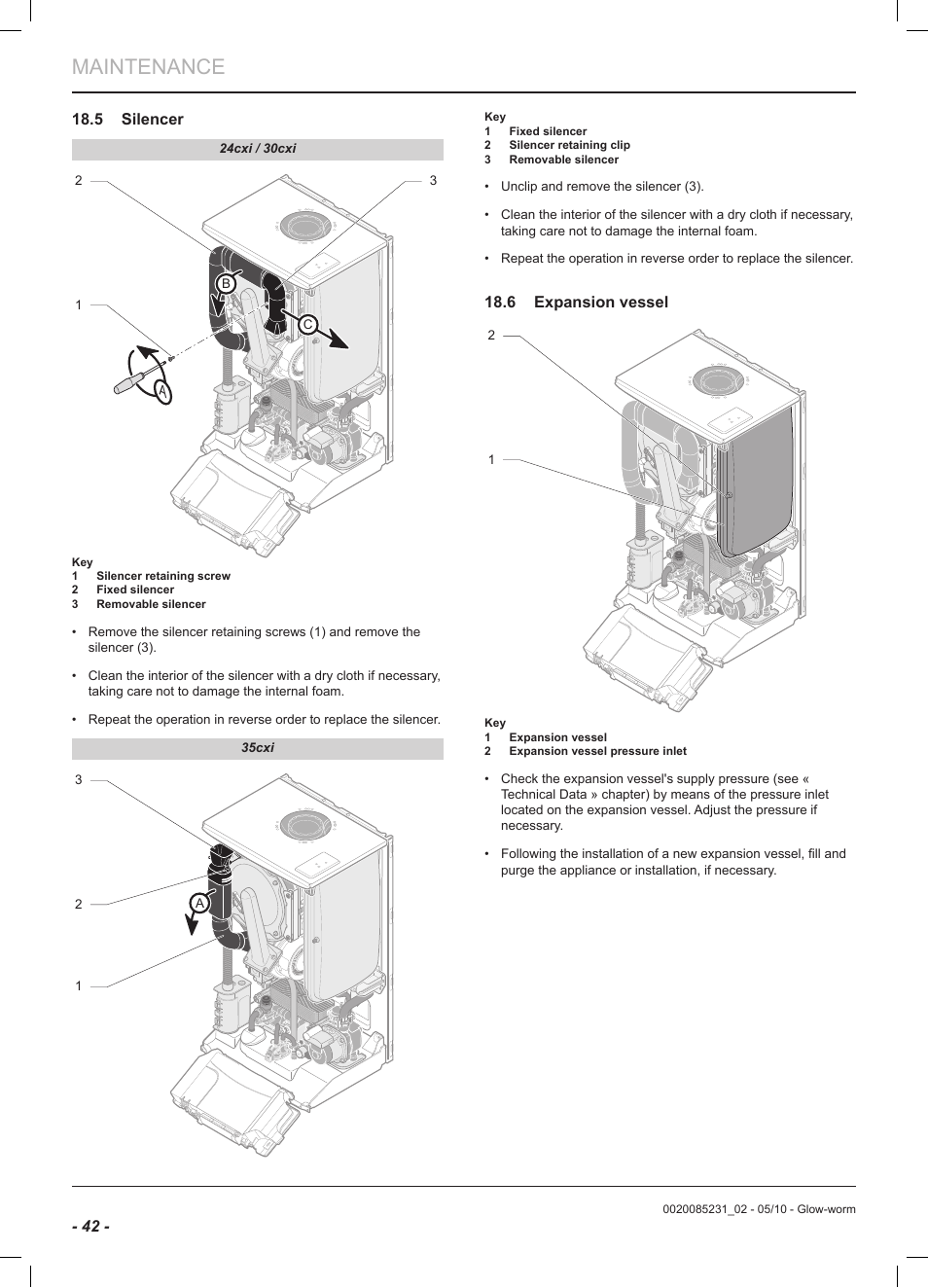 Maintenance | Glow-worm Ultracom2 cxi User Manual | Page 44 / 64