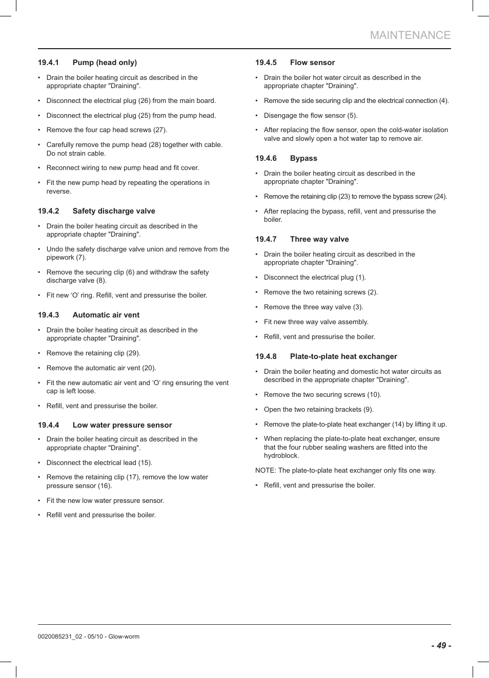 Maintenance | Glow-worm Ultracom2 cxi User Manual | Page 51 / 64