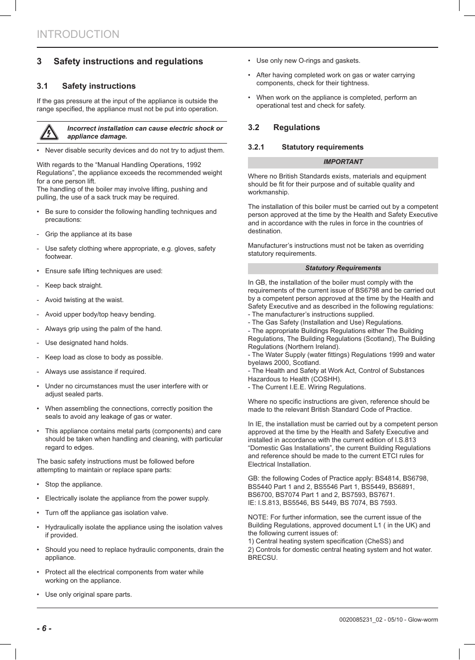 Introduction, 3 safety instructions and regulations | Glow-worm Ultracom2 cxi User Manual | Page 8 / 64