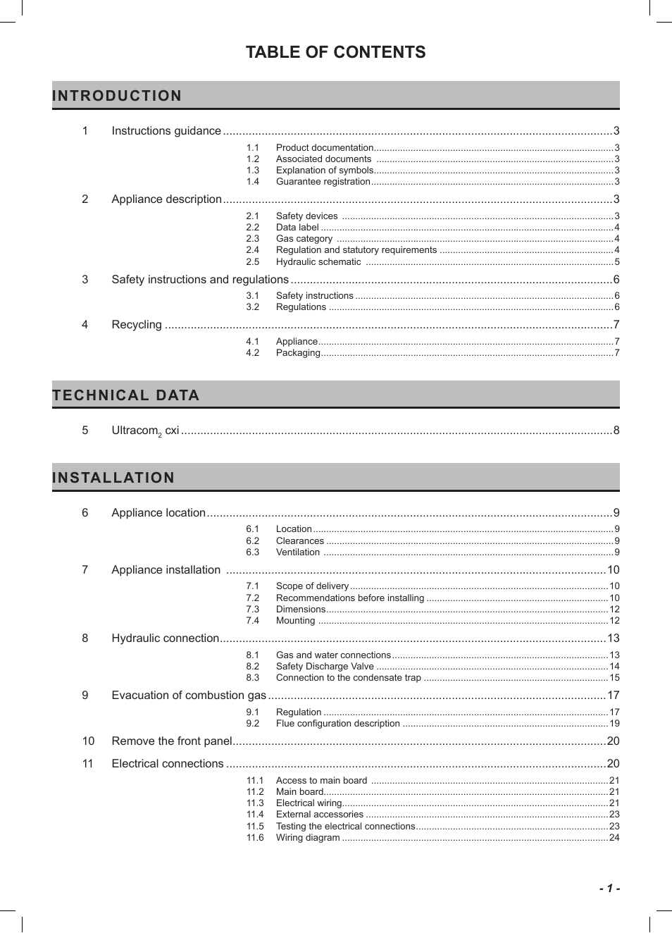 Glow-worm Ultracom2 cxi User Manual | Page 3 / 68