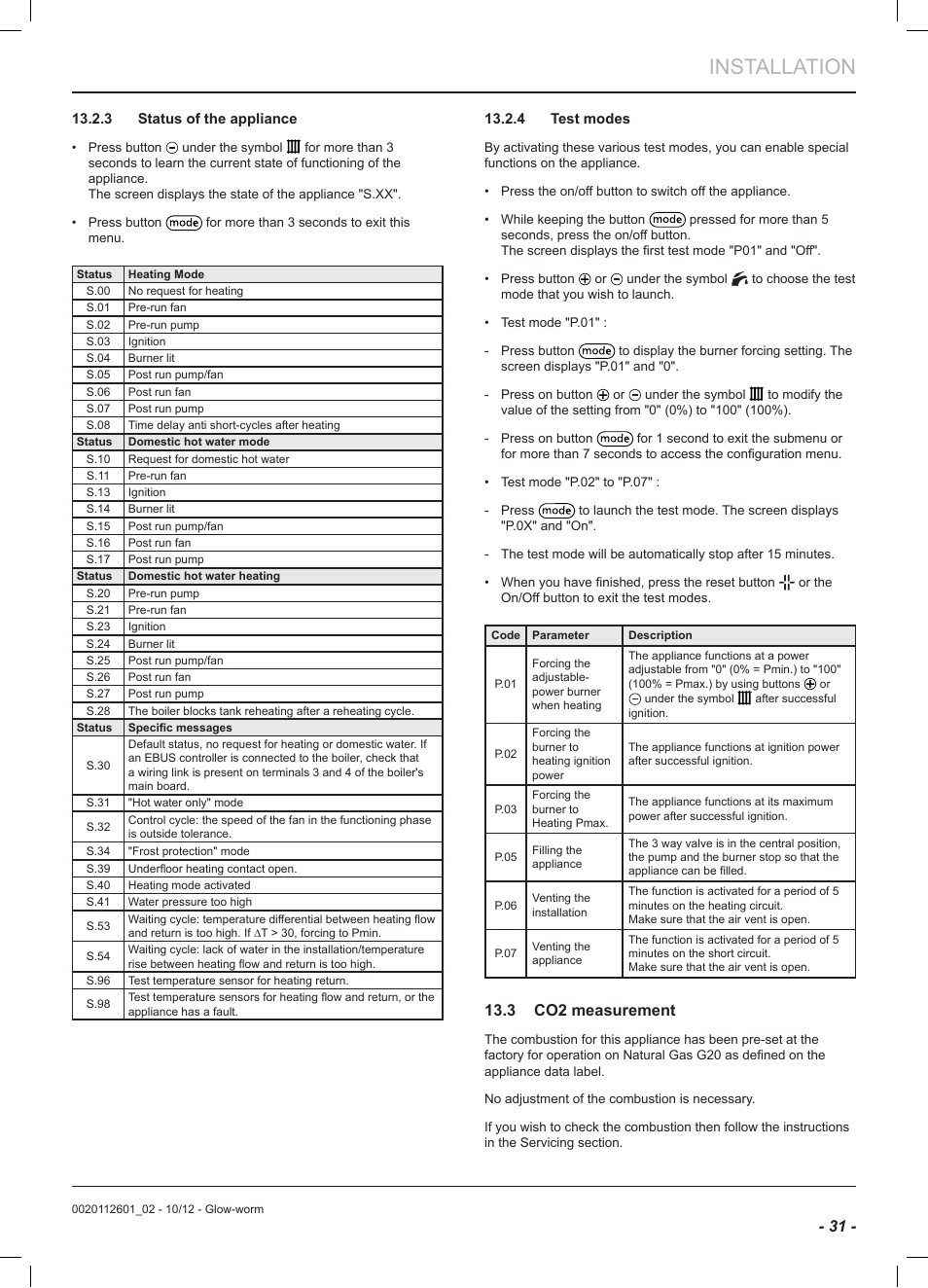 Installation, 3 co2 measurement | Glow-worm Ultracom2 cxi User Manual | Page 33 / 68