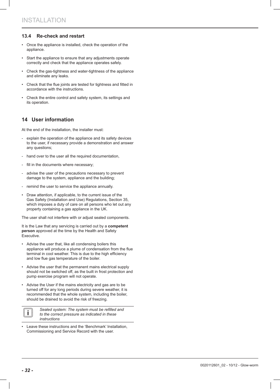 Installation | Glow-worm Ultracom2 cxi User Manual | Page 34 / 68