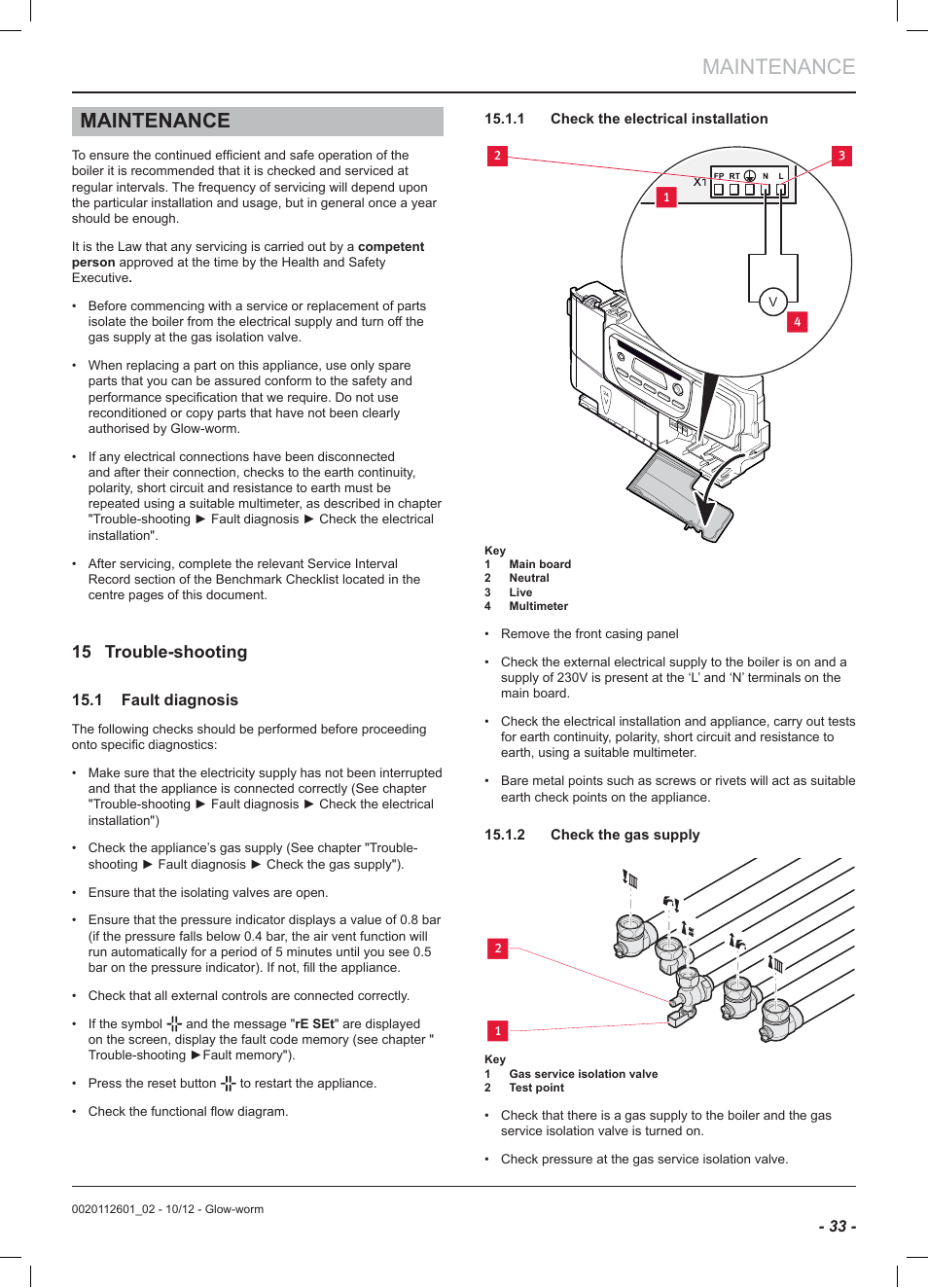 Maintenance, 15 trouble-shooting | Glow-worm Ultracom2 cxi User Manual | Page 35 / 68