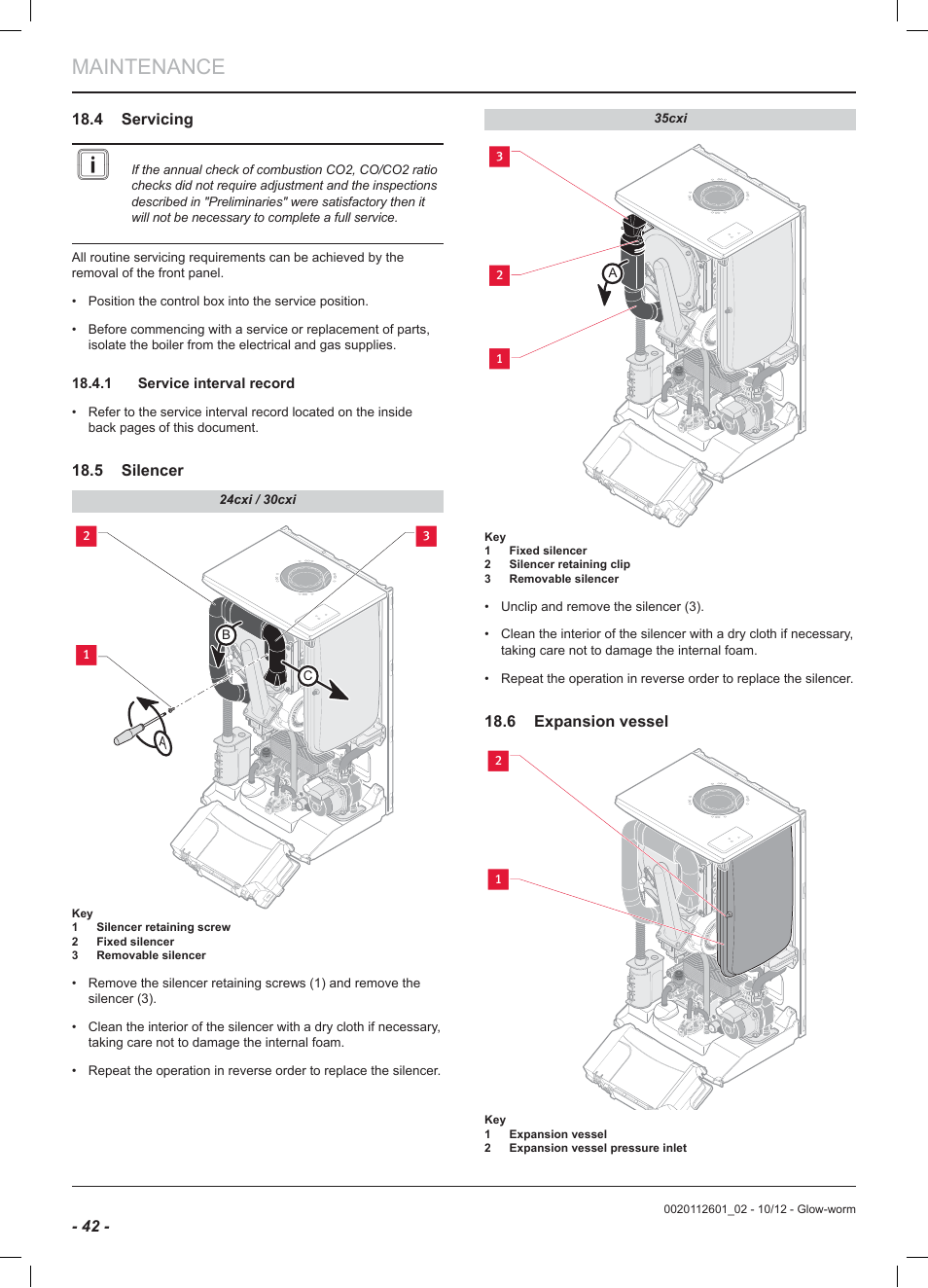 Maintenance | Glow-worm Ultracom2 cxi User Manual | Page 44 / 68