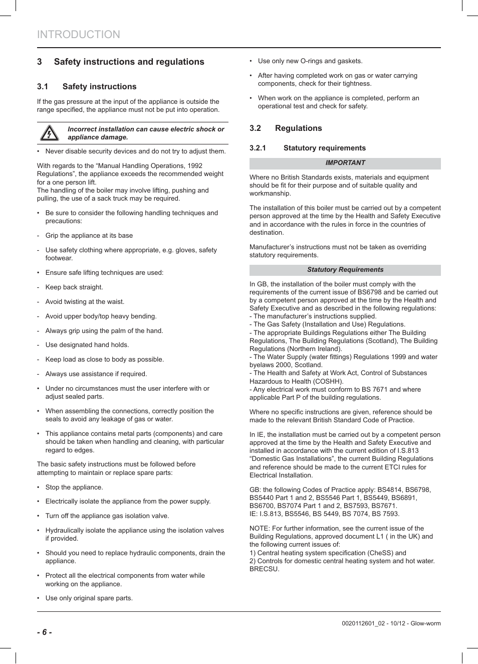 Introduction, 3 safety instructions and regulations | Glow-worm Ultracom2 cxi User Manual | Page 8 / 68