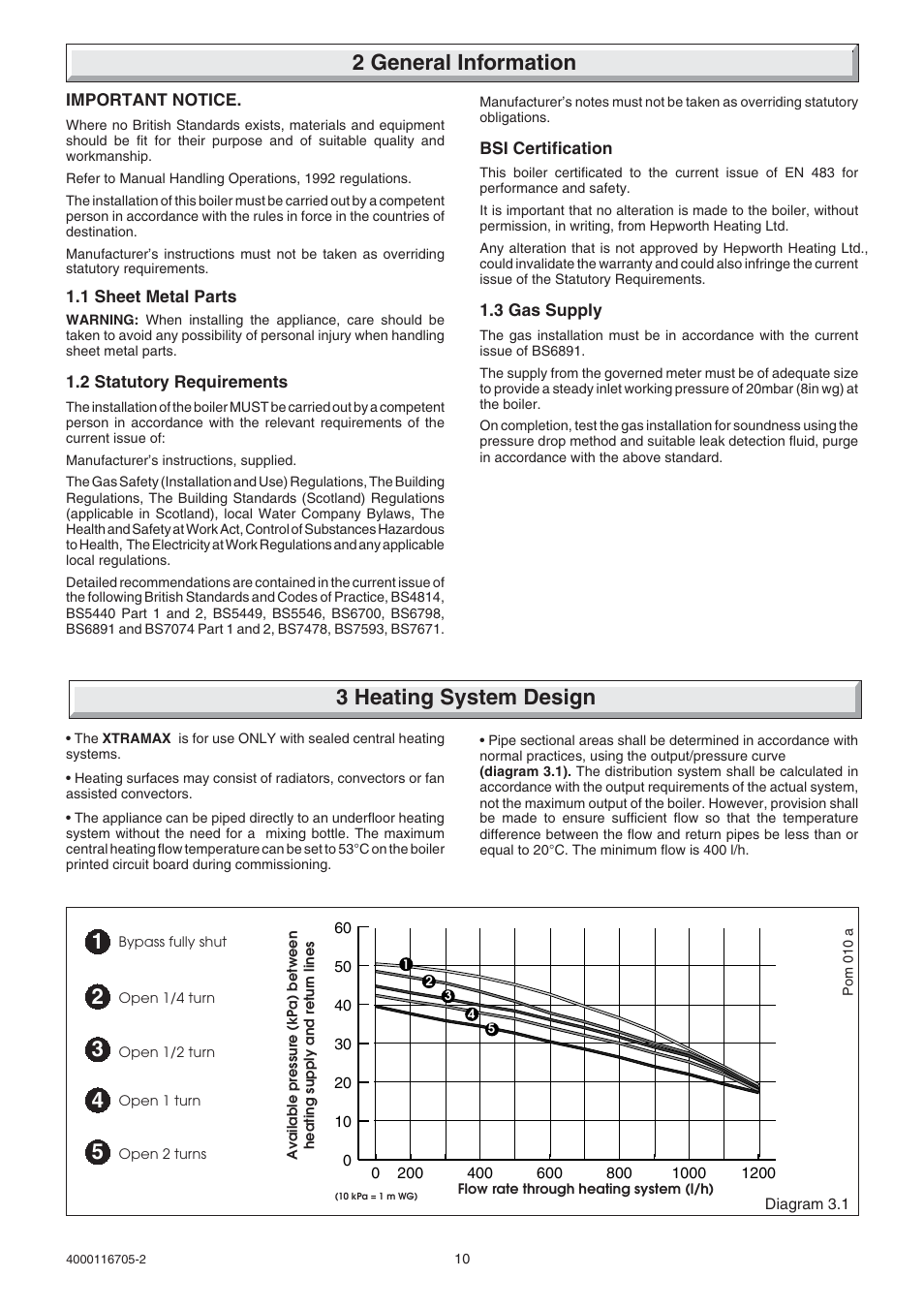 2 general information, 3 heating system design | Glow-worm Xtramax User Manual | Page 10 / 44