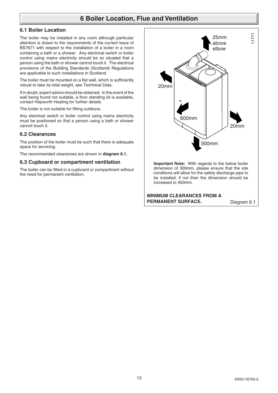 6 boiler location, flue and ventilation | Glow-worm Xtramax User Manual | Page 13 / 44