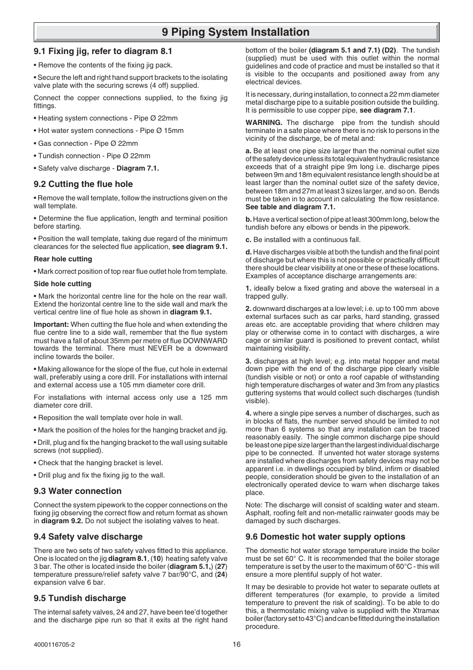 9 piping system installation | Glow-worm Xtramax User Manual | Page 16 / 44