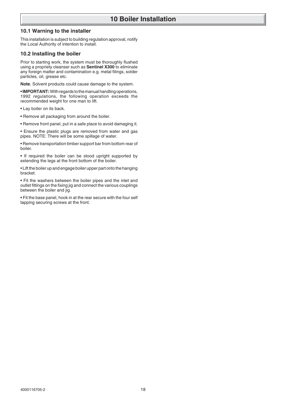 10 boiler installation | Glow-worm Xtramax User Manual | Page 18 / 44