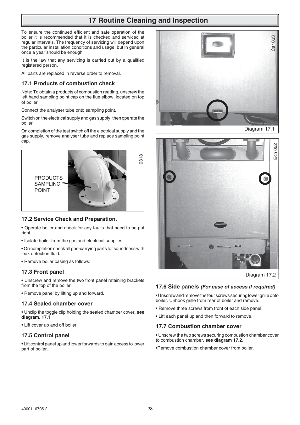 17 routine cleaning and inspection | Glow-worm Xtramax User Manual | Page 28 / 44