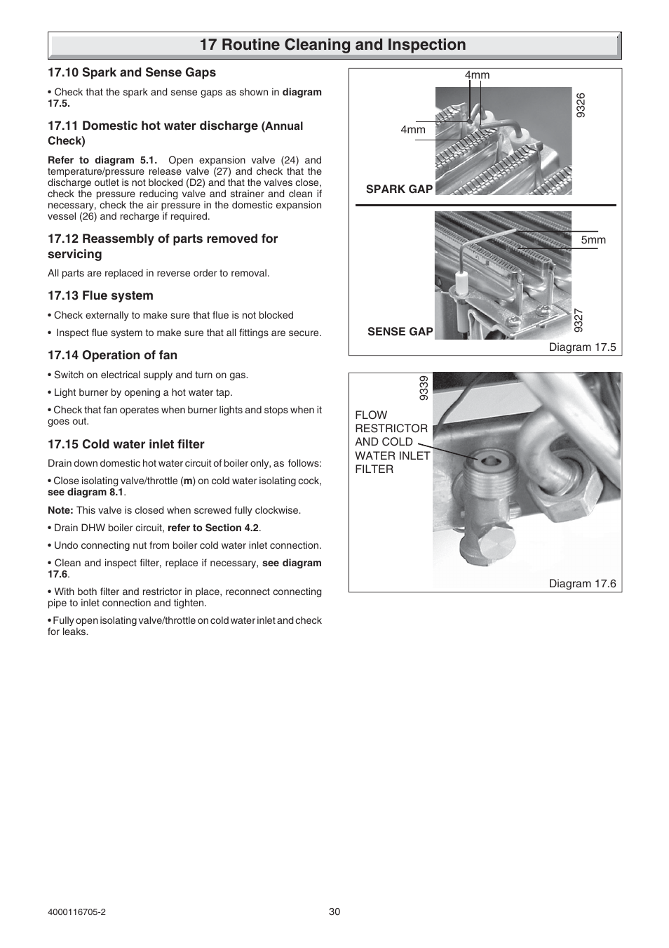 17 routine cleaning and inspection | Glow-worm Xtramax User Manual | Page 30 / 44