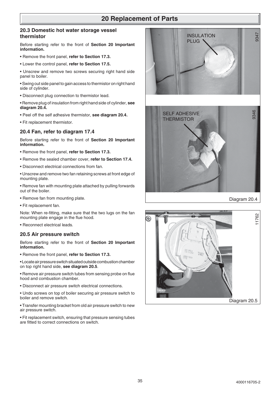 20 replacement of parts | Glow-worm Xtramax User Manual | Page 35 / 44