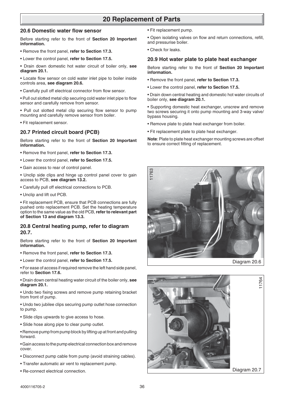 20 replacement of parts | Glow-worm Xtramax User Manual | Page 36 / 44