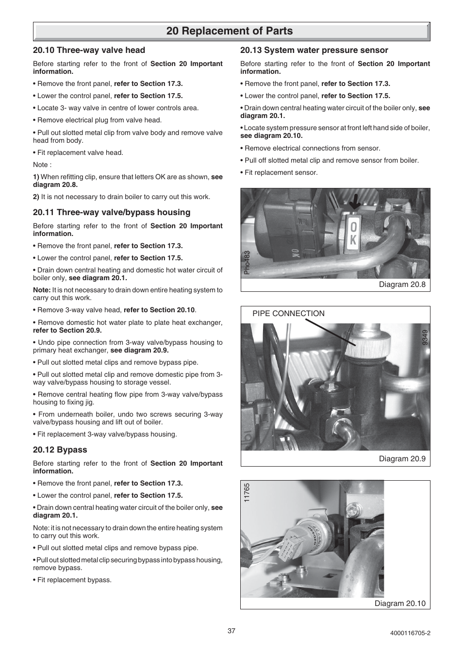 20 replacement of parts | Glow-worm Xtramax User Manual | Page 37 / 44