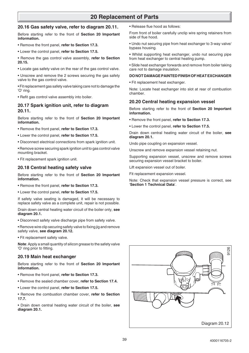 20 replacement of parts | Glow-worm Xtramax User Manual | Page 39 / 44