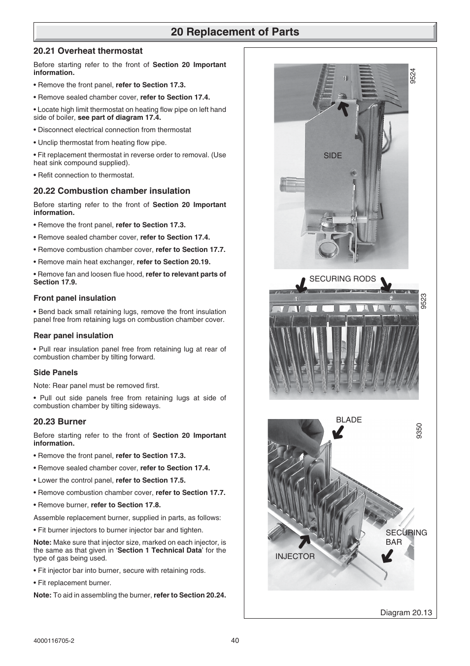 20 replacement of parts | Glow-worm Xtramax User Manual | Page 40 / 44