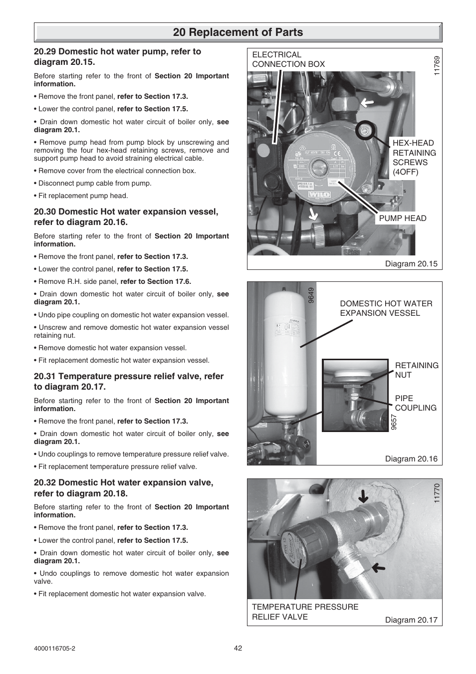 20 replacement of parts | Glow-worm Xtramax User Manual | Page 42 / 44