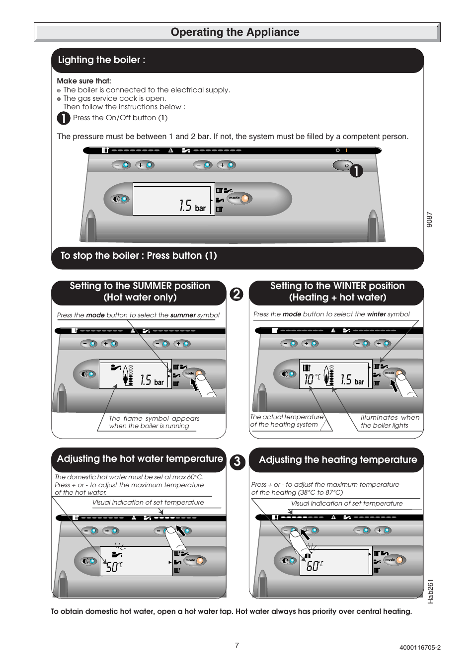 Operating the appliance | Glow-worm Xtramax User Manual | Page 7 / 44