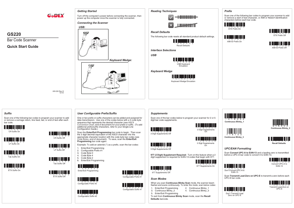 GoDEX GS220 User Manual | 2 pages