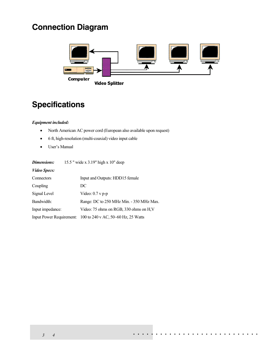 Connection diagram specifications | Hall Research 1800-RA User Manual | Page 3 / 4