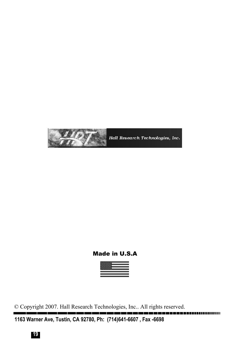 Hall Research 97-S User Manual | Page 20 / 20