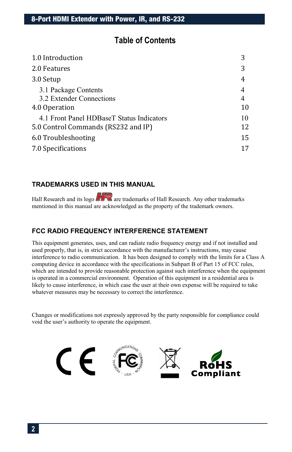 Hall Research UHBX-8X User Manual | Page 2 / 20